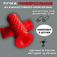 Ручки универсальные полиуретановые, красные, Д-32 мм, узор "Семечки" Ручки универсальные полиуретановые, красные, Д-32 мм, узор "Семечки"